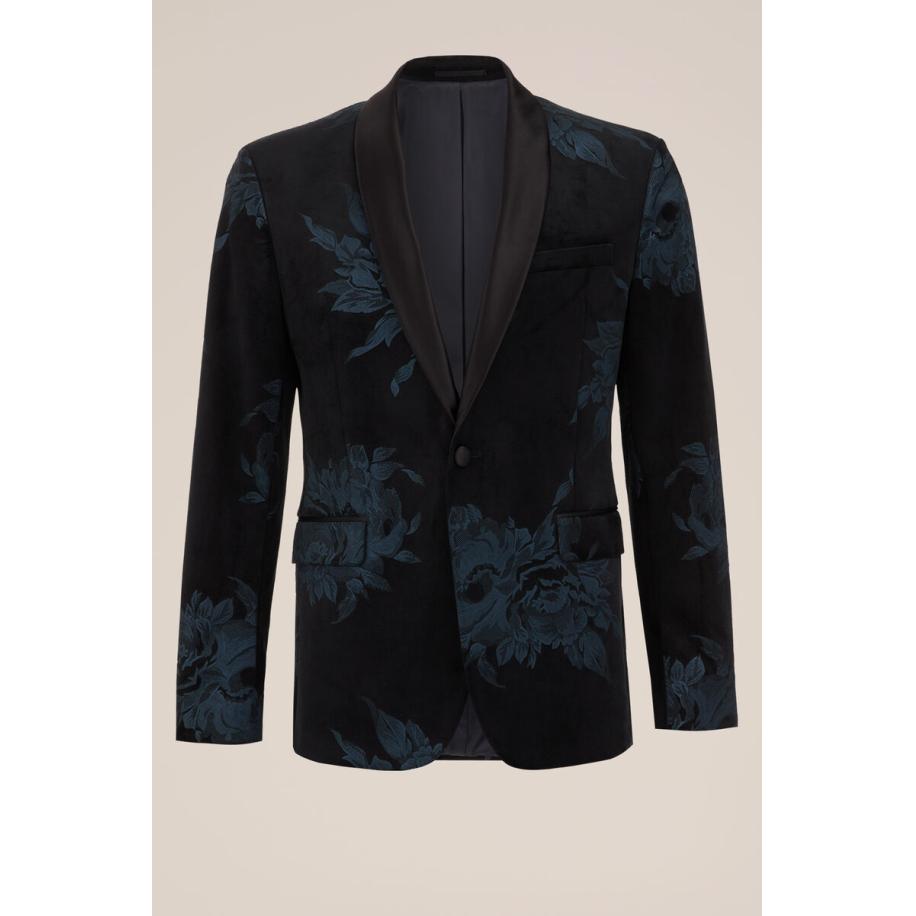 WE Fashion Slim fit blazer van velvet - Slim Fit - Marineblauw - Maat: 42 Blauw