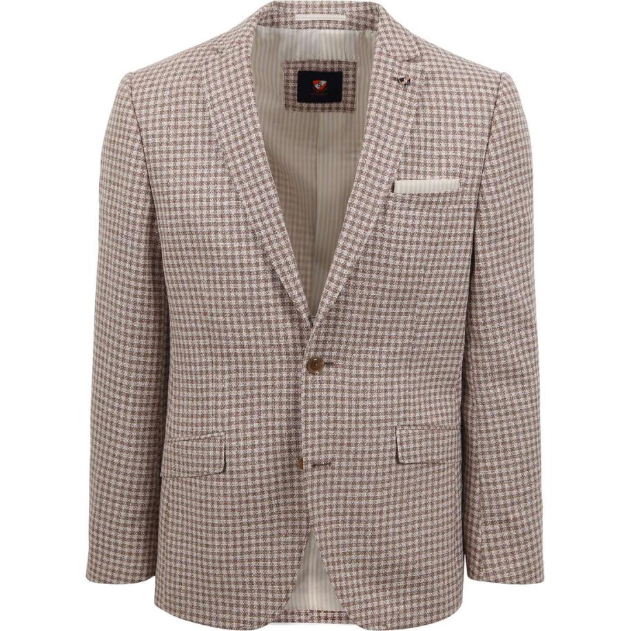Suitable Blazer Grou Ruiten Beige Bruin
