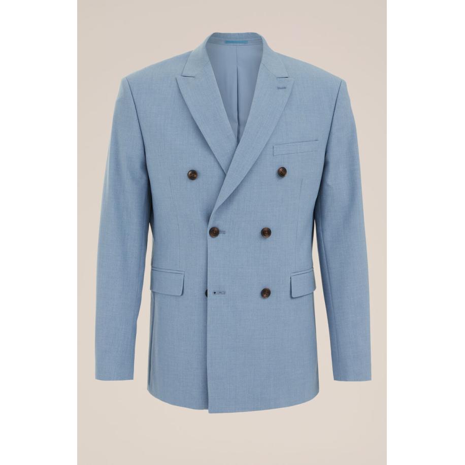 Fundamentals heren slim fit double-breasted blazer - Slim Fit - Grijsblauw - Maat: 50 Blauw