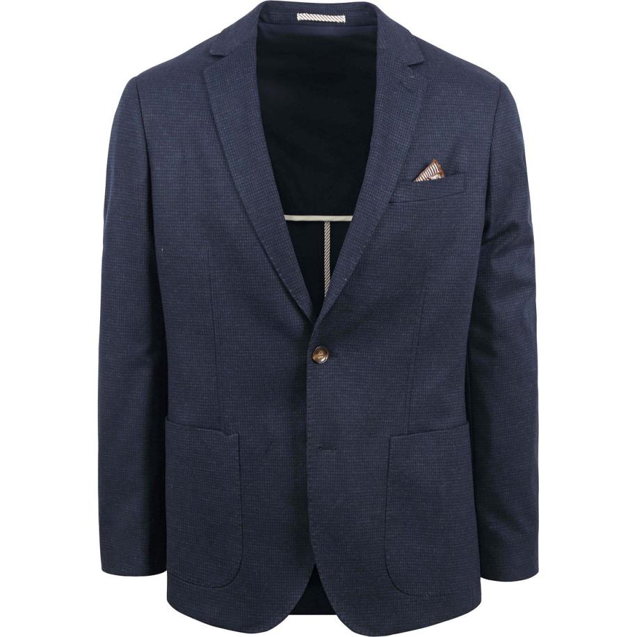 Suitable Colbert Fame Pied de Poule Navy Blauw