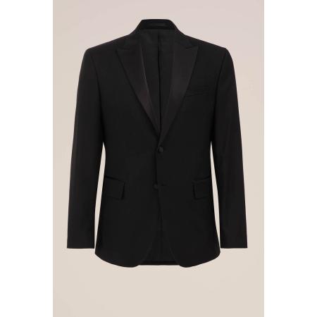 WE Fashion Heren slim fit tuxedo blazer - Slim Fit - Zwart - Maat: 44