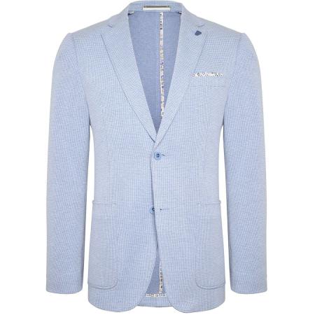 R2 Halflined Colbert Print Lichtblauw