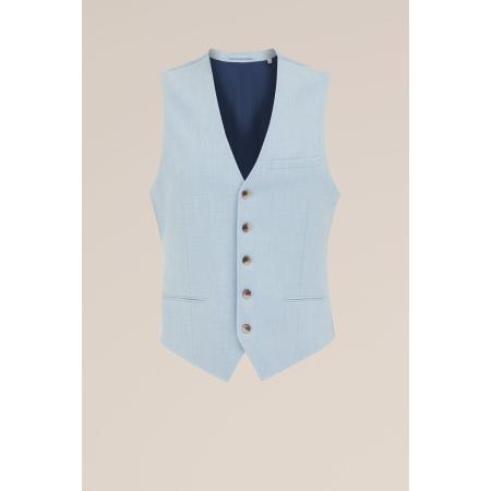 WE Fashion Heren gemêleerde gilet met stretch - Slim Fit - Lichtblauw - Maat: 50
