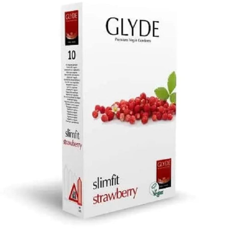 Glyde Premium Vegan Condooms Slimfit Rode Aardbei 10 stuks