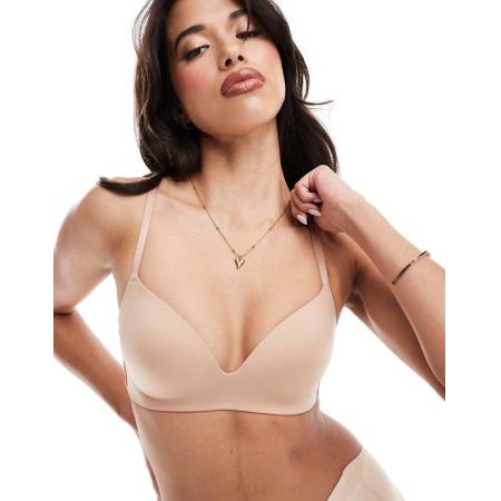ASOS DESIGN Contouring Push-up bh zonder beugel in beige-Neutraal