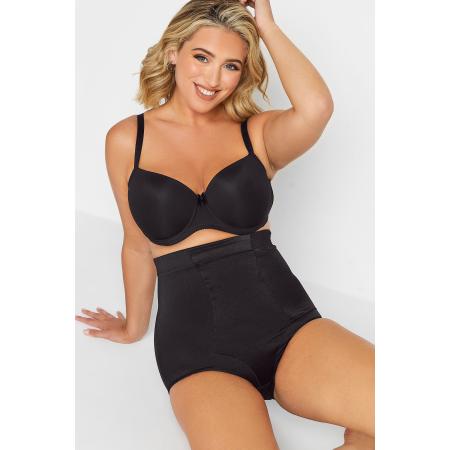 Yours Corrigerende Slip Van Satijn Met Hoge Taille In Zwartsize 50-52