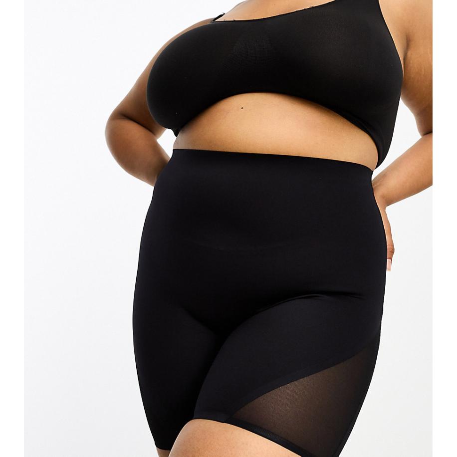 ASOS DESIGN Curve Corrigerende short met mesh en medium ondersteuning in zwart Zwart