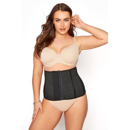 Yours Waist Trainer Met Textuur En Haak En Oogsluiting In Zwartsize 58-60