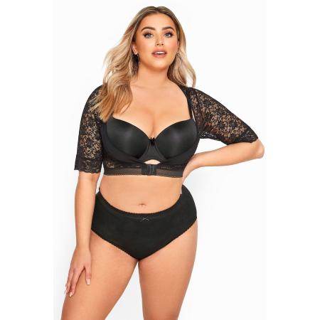 Yours Armwear Top Van Kant Met Voorsluiting In Zwartsize 62-64