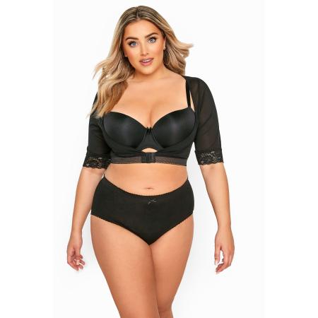 Yours Armwear Top Van Mesh Met Voorsluiting In Zwartsize 62-64