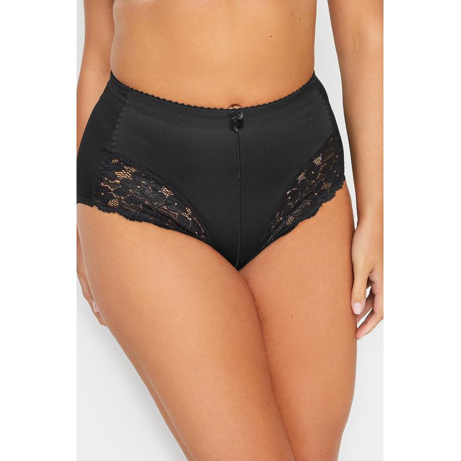Yours Zwarte Corrigerende Taille Slip Met Bloemenkantsize 44 Zwart