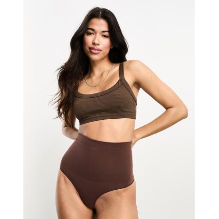 Vero Moda Naadloze string met hoge taille in bruin