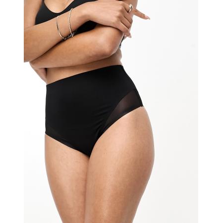 ASOS DESIGN Medium corrigerende en vormgevende slip met mesh en hoge taille in zwart