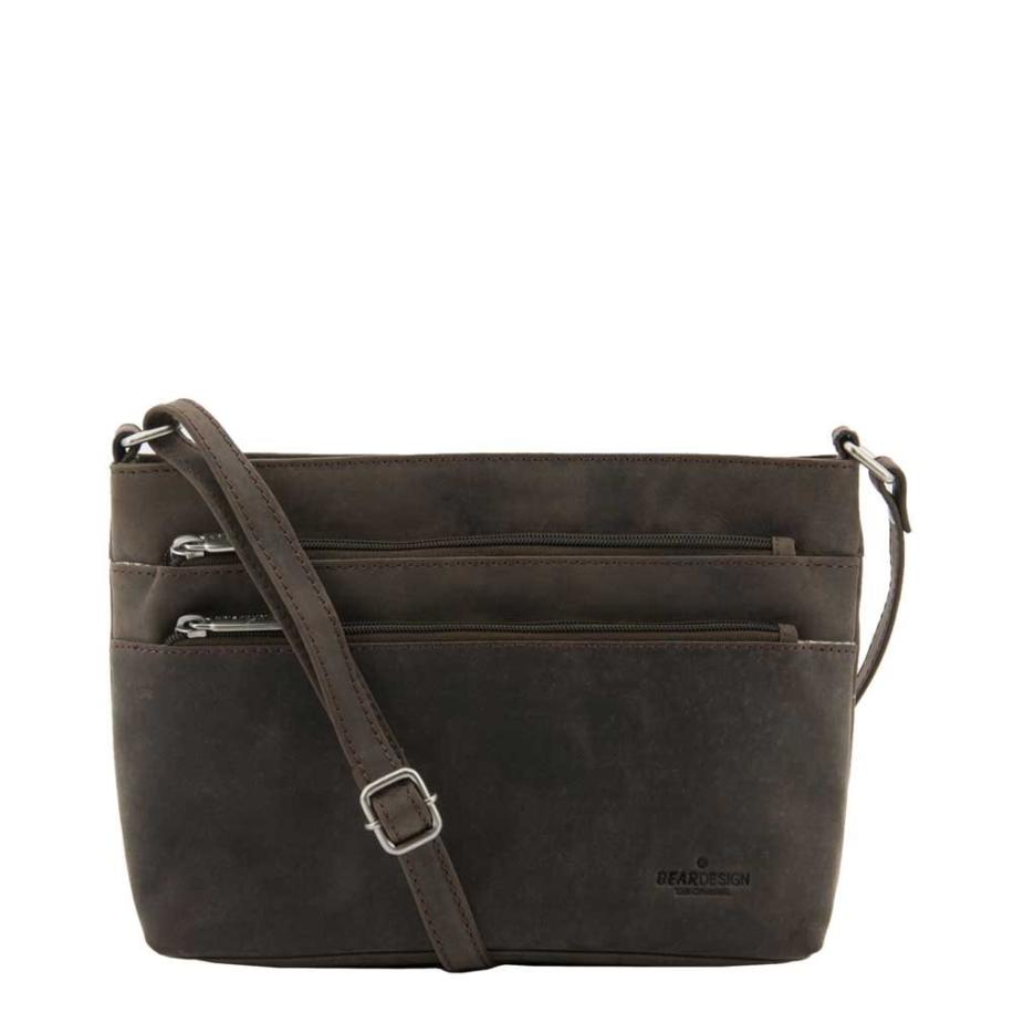 Bear Design Dark Nature Schoudertas Multi Rits brown Bruin