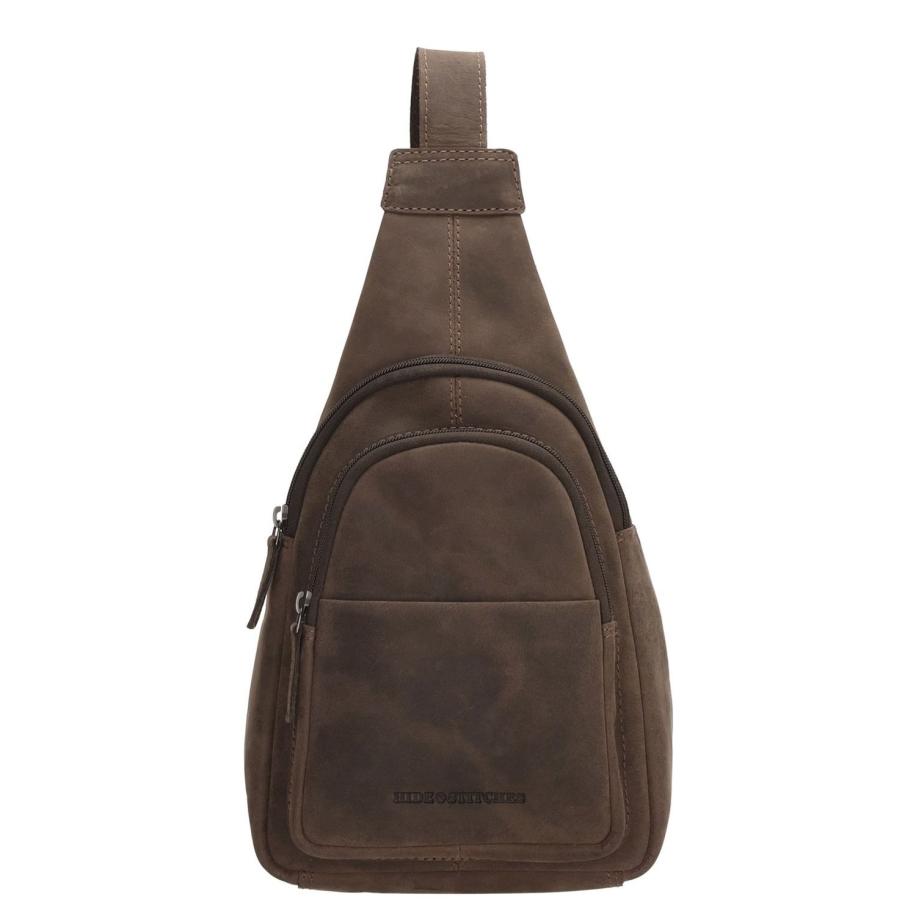 Hide & Stitches Idaho schoudertas Rugzak Dark Brown Bruin