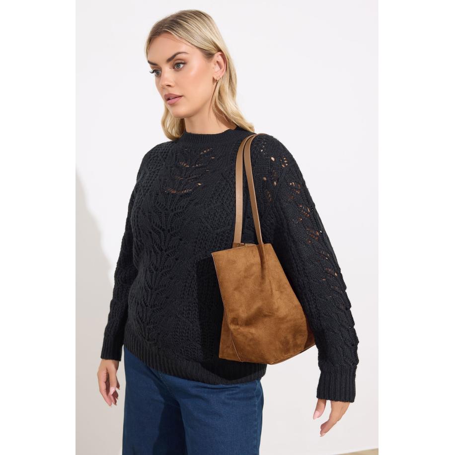 Yours Bruine Oversized Tote Bag Van Imitatiesuèdesize ONE Bruin