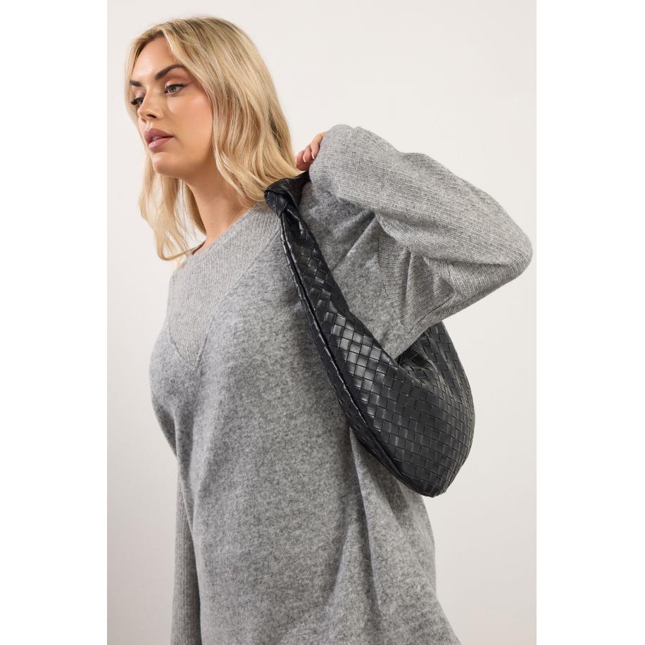 Yours Black Knot Detail Woven Shoulder Bag Size One Size Zwart