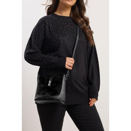 Yours Black Faux Suede Cross Body Bag Size One Size