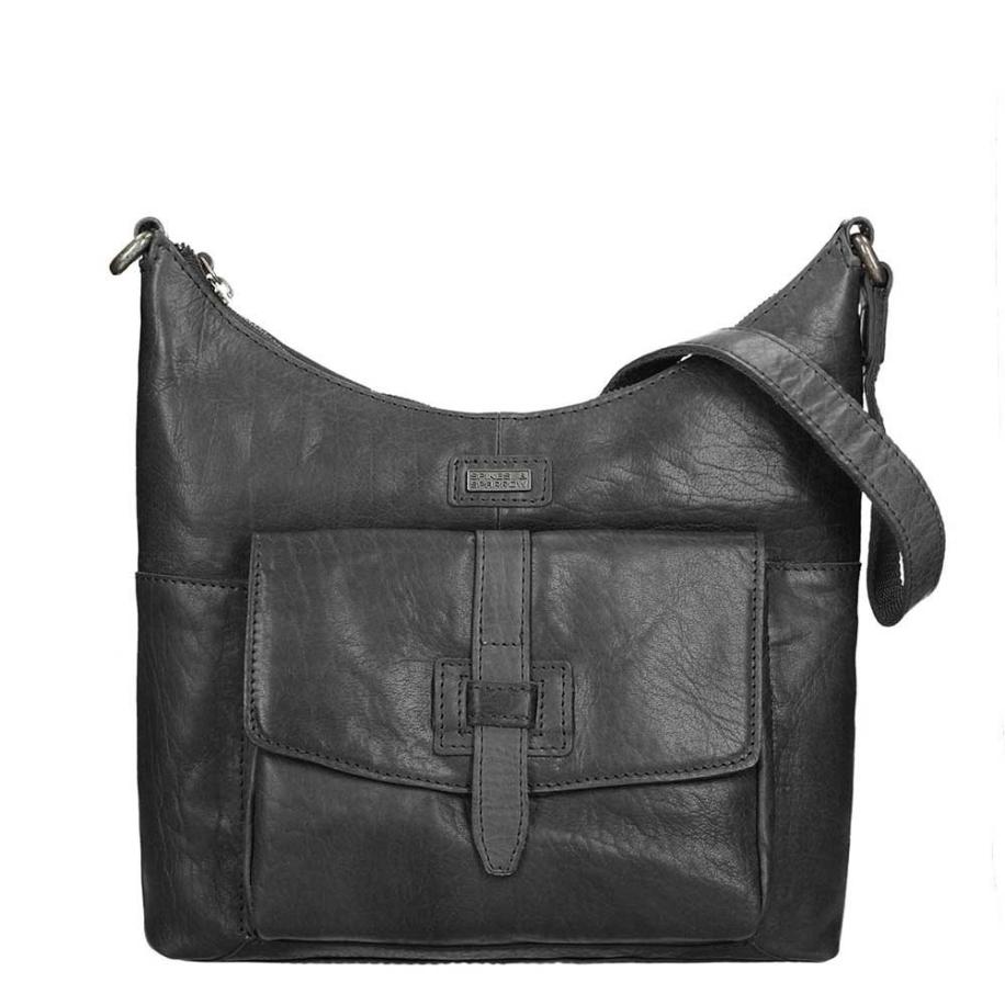 Spikes & Sparrow Bronco Dames Casual Schoudertas black Damestas Zwart