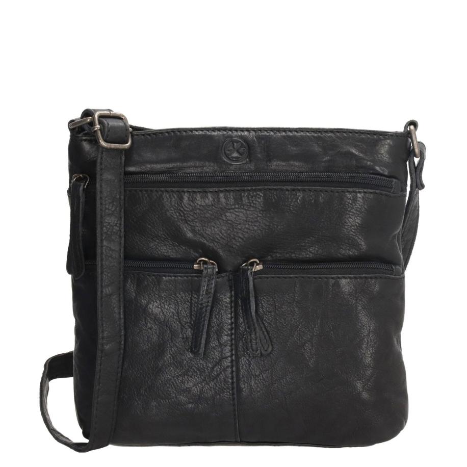 Hide & Stitches Paint Rock Shoulderbag High black Zwart