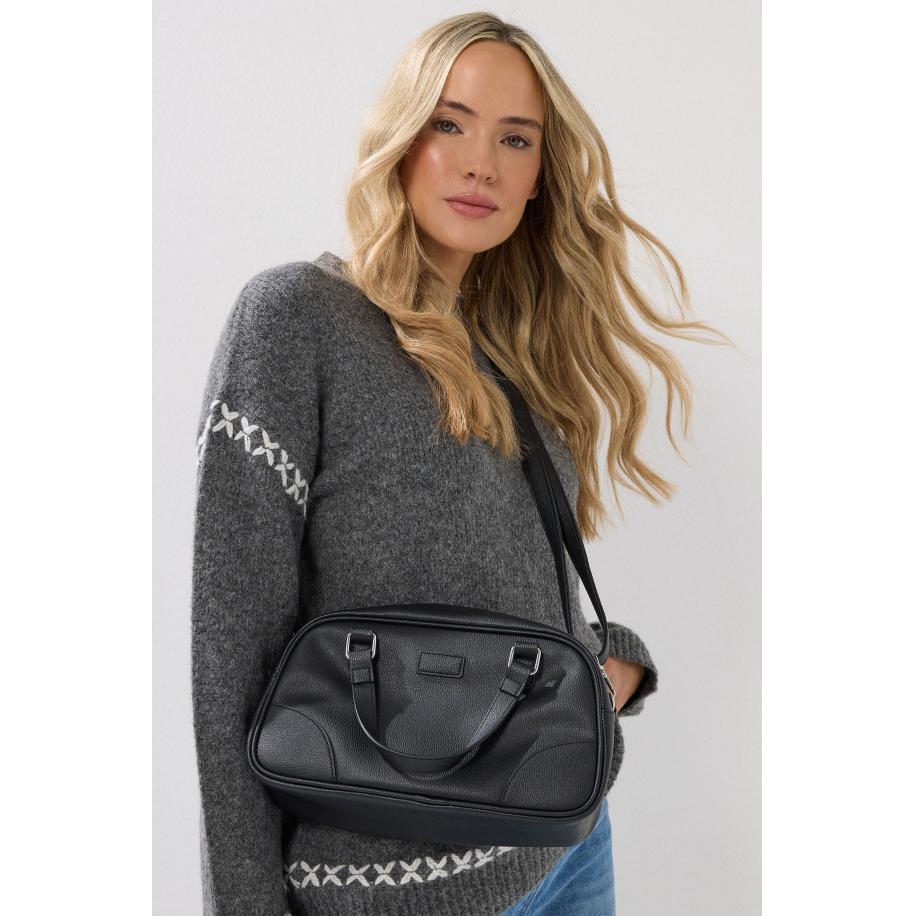 Yours Black Faux Leather Cross Body Bag Size ONE Zwart