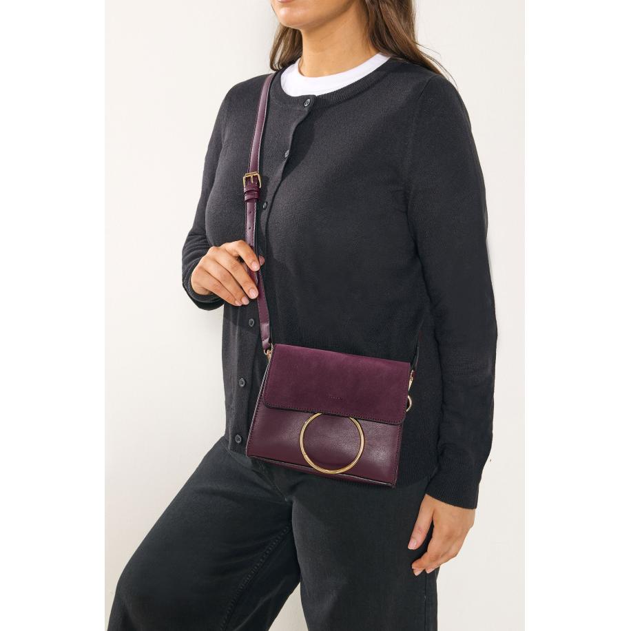 Yours Burgundy Red Ring Detail Cross Body Bag Size One Size Rood