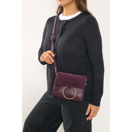 Yours Burgundy Red Ring Detail Cross Body Bag Size One Size