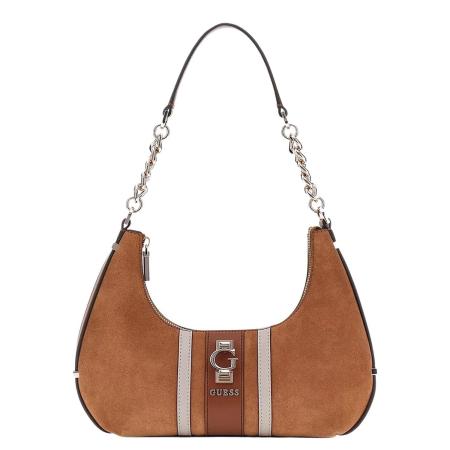 Guess Erenia Top Zip Shoulder Bag cognac multi