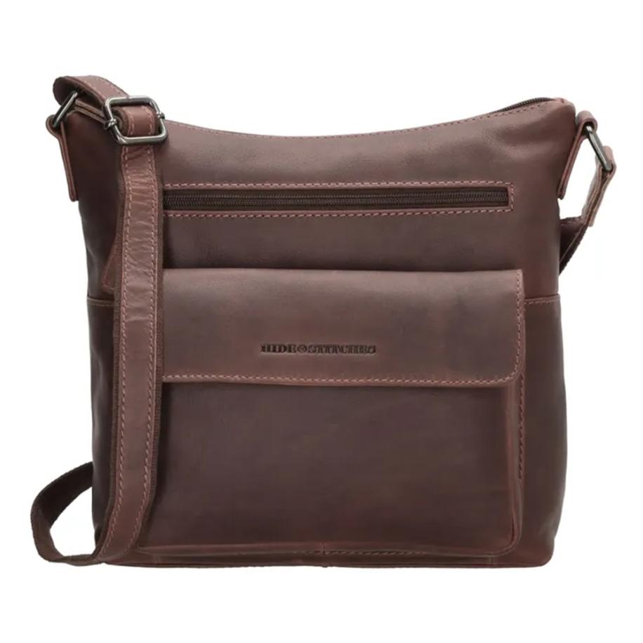 Hide & Stitches Japura Schoudertas Groot Donkerbruin Bruin