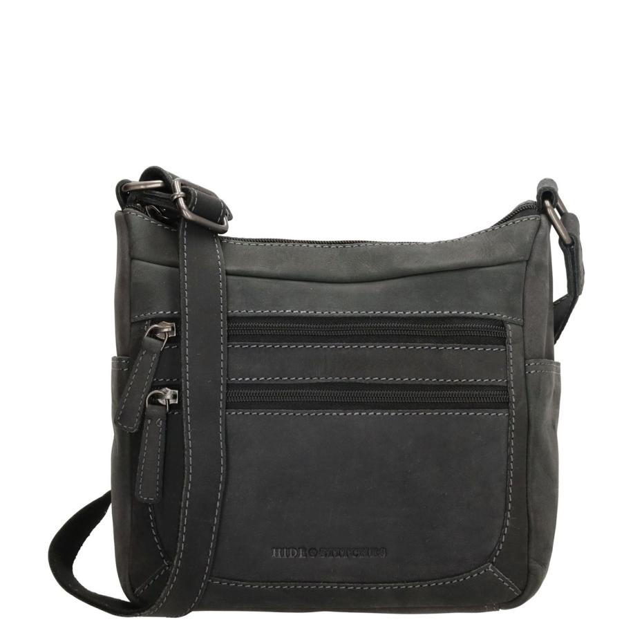 Hide & Stitches Idaho Shoulderbag black Zwart