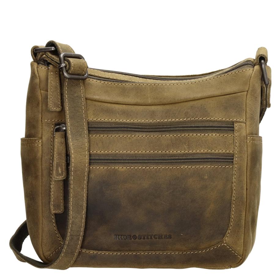 Hide & Stitches Idaho Shoulderbag olivegreen Groen