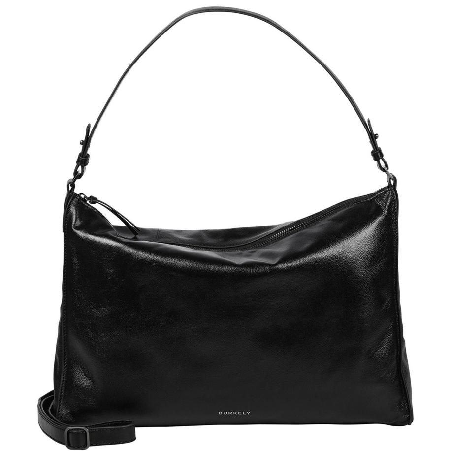 Burkely Creased Crystal Wide Hobo black Zwart
