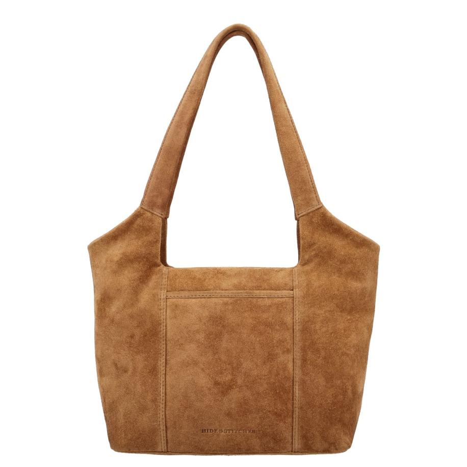 Hide & Stitches Suede Shoulderbag camel Bruin