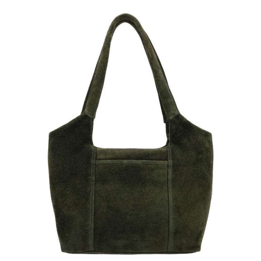 Hide & Stitches Suede Shoulderbag olive green Groen