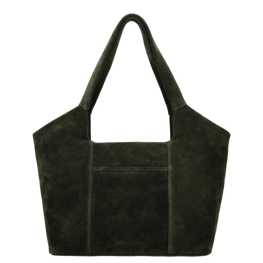 Hide & Stitches Suede Shoulderbag olive green Groen