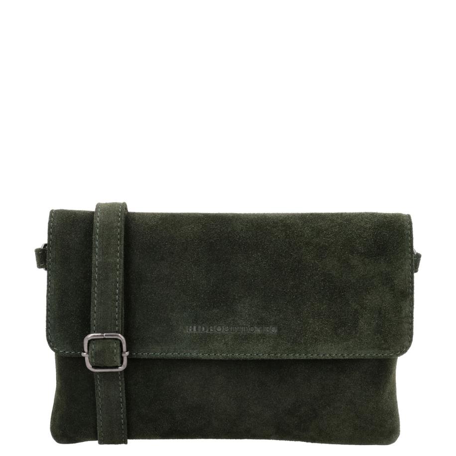 Hide & Stitches Suede Shoulderbag olive green Groen