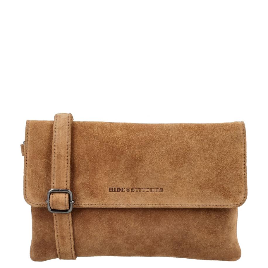 Hide & Stitches Suede Shoulderbag camel Bruin