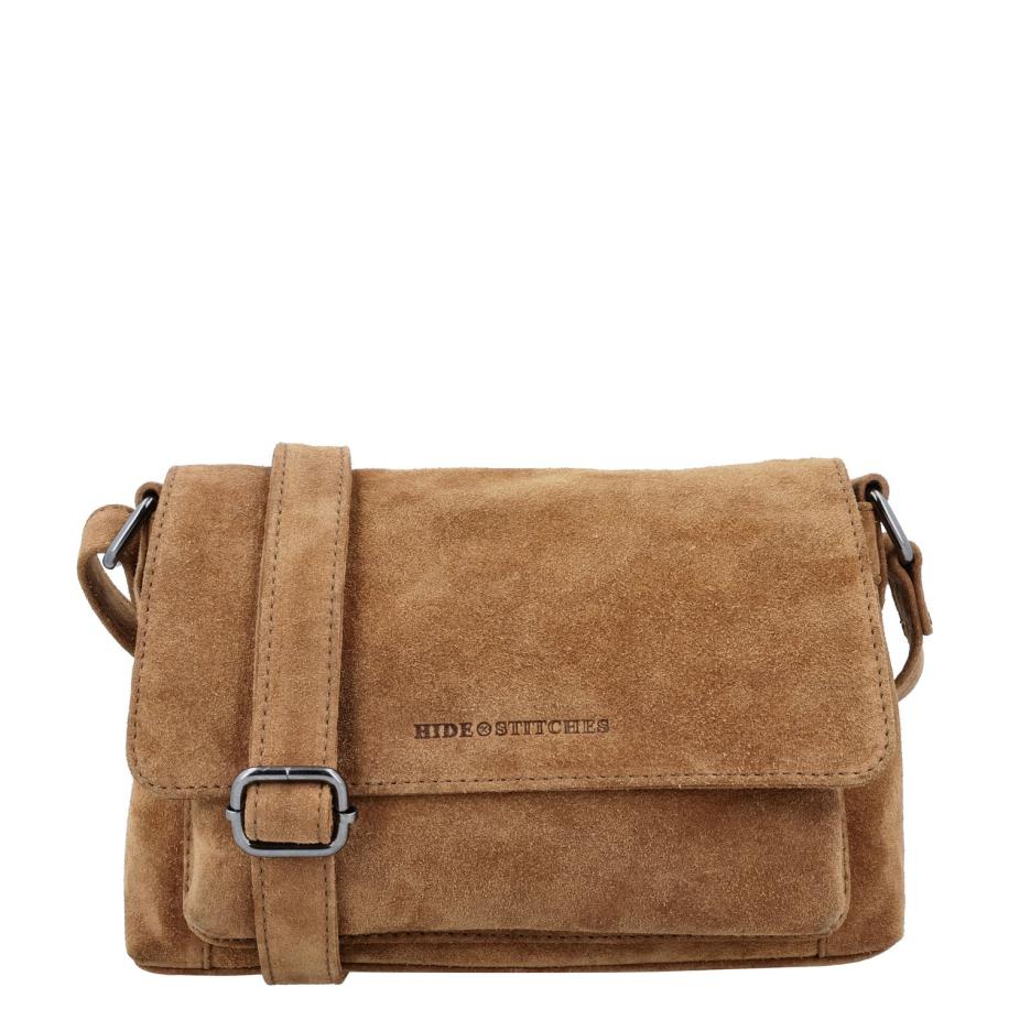 Hide & Stitches Suede Shoulderbag camel Bruin