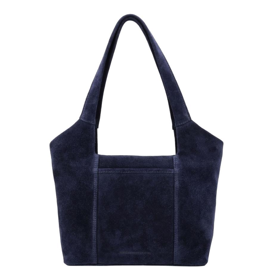 Hide & Stitches Suede Shoulderbag blue Blauw
