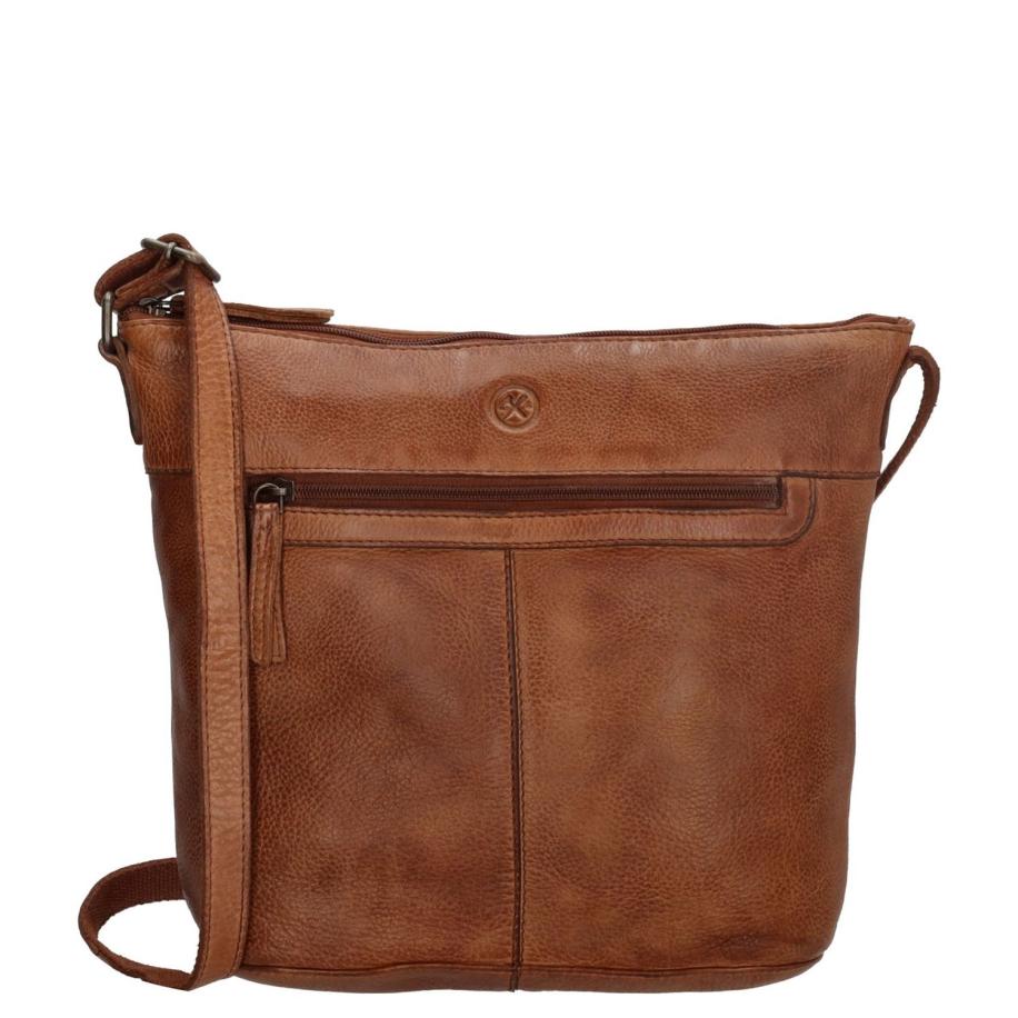 Hide & Stitches Paint Rock Shoulderbag cognac Bruin