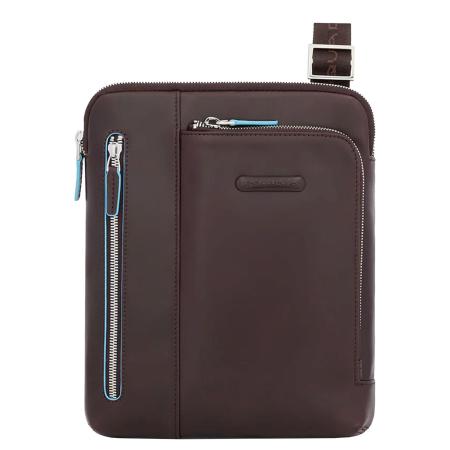 Piquadro Blue Square iPad Air/ iPad Crossbody Bag mahogany