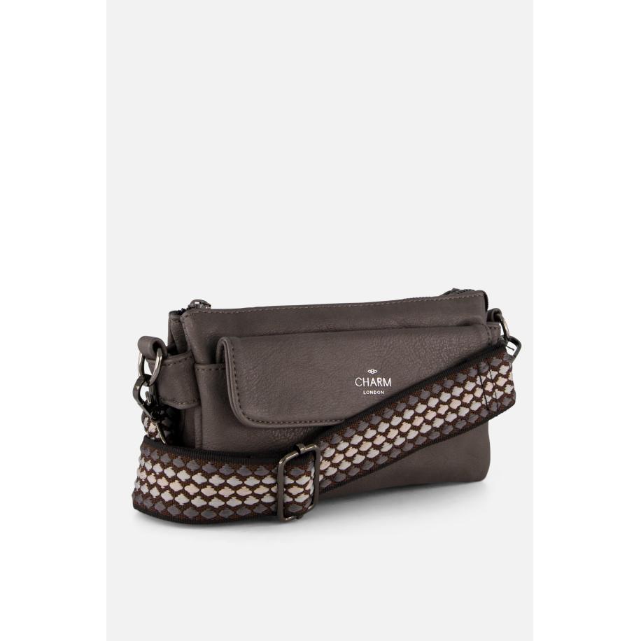 Charm London Schoudertas zwart Synthetisch Grijs