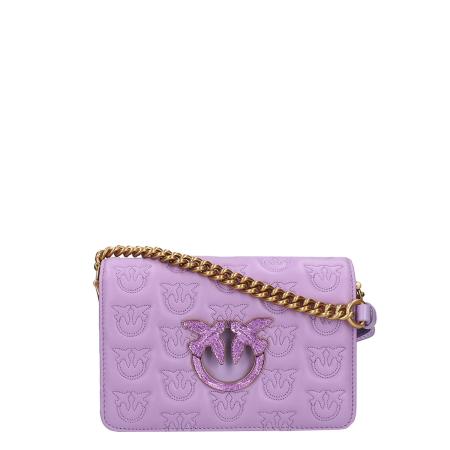 Pinko Love Click Mini Chevron purple tulip Leren tas