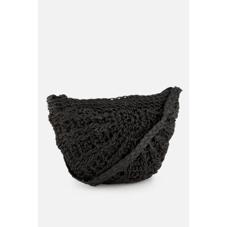 Sarlini Schoudertas Stro zwart