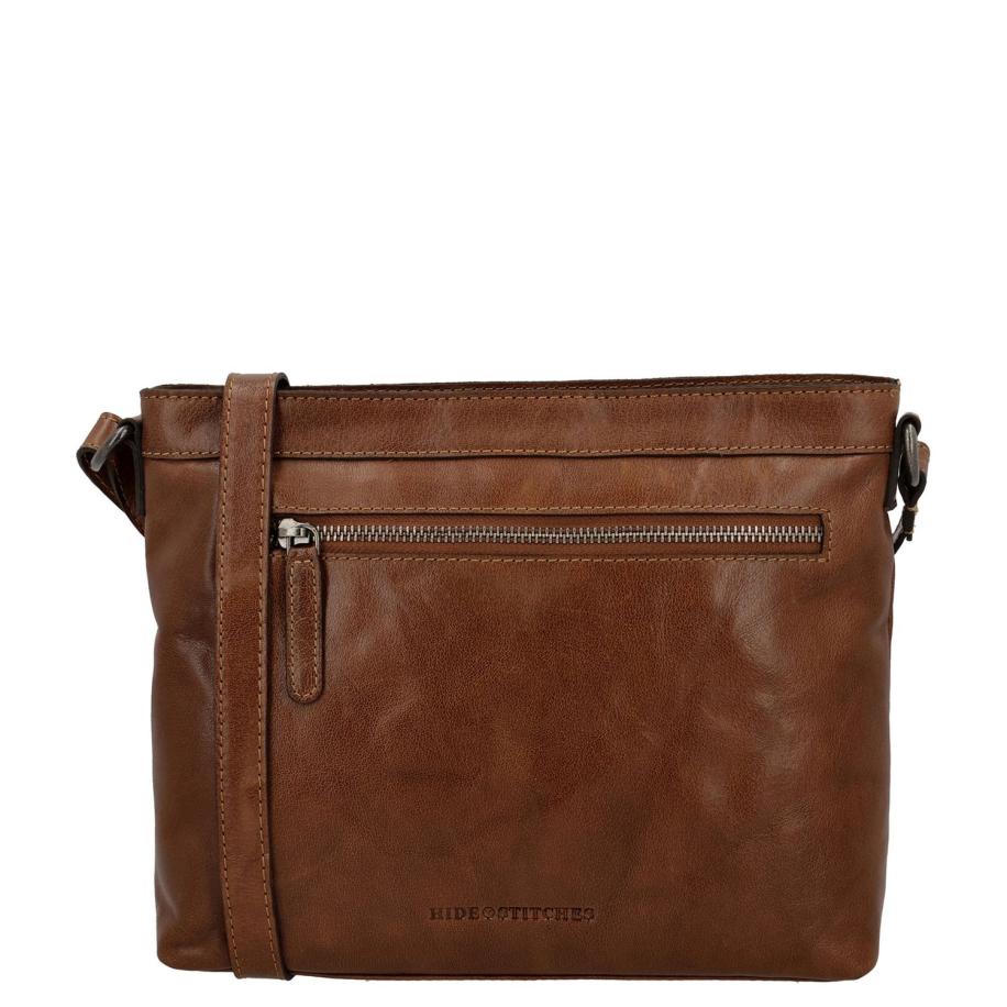 Hide & Stitches Westland Shoulderbag cognac Bruin