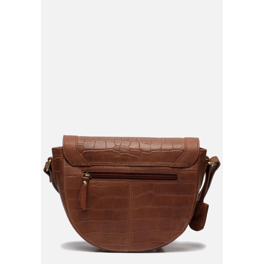 Burkely Cassy Croco schoudertas cognac Leer Bruin