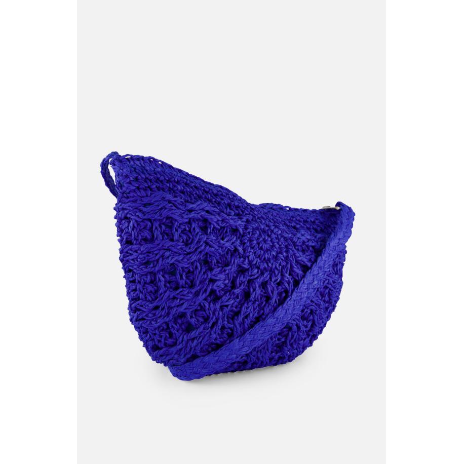 Sarlini Schoudertas Stro blauw Blauw