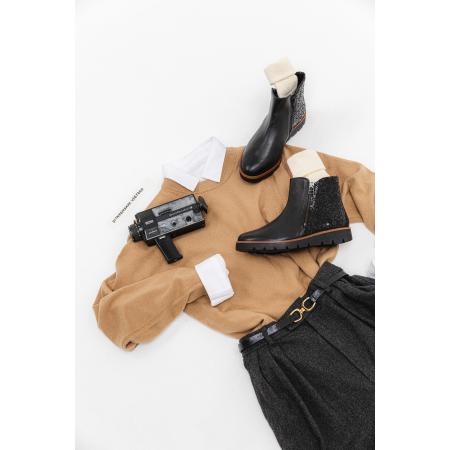 Feyn Zoe Enkellaarsjes zwart Leer