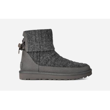UGG® Classic Mini Cabelle Knit Boot in Moon Gray, Maat 36, Suede/Breien