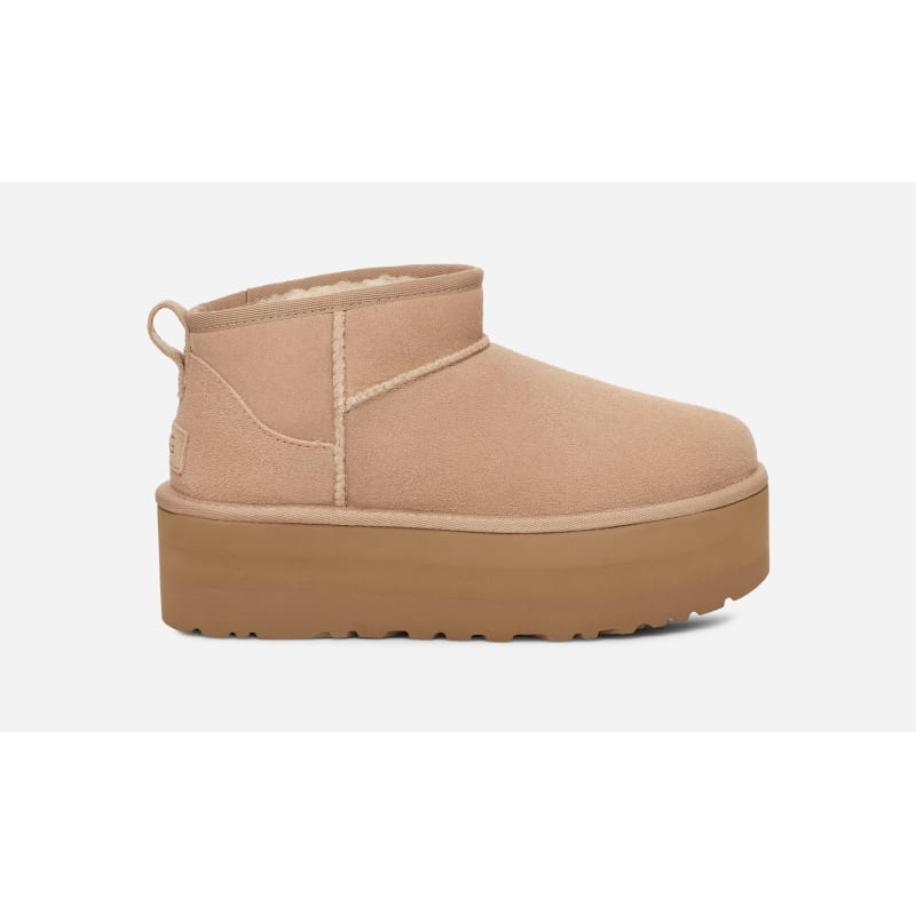 UGG® Classic Ultra Mini Platform-laars voor dames in Beige, Maat 38, Suede -